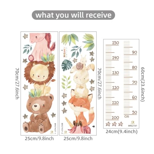 LICHUANUK Kids Chart Wall Sticker Forest Animals Sticker Wall Chart Kids Chart Wall Sticker Kids Room Decor for Boys Girls Measuring 50-150cm - Image 2