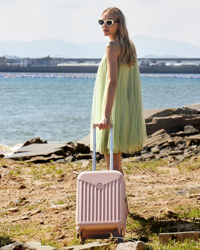 Image of BAGSMART Hardside Expandable Luggage With Spinner Wheels, PC Lightweight Carry-On Luggage Airline Approved With TSA Lock, Durable Women Travel Suitcase Carry On 20 Inch, Pink