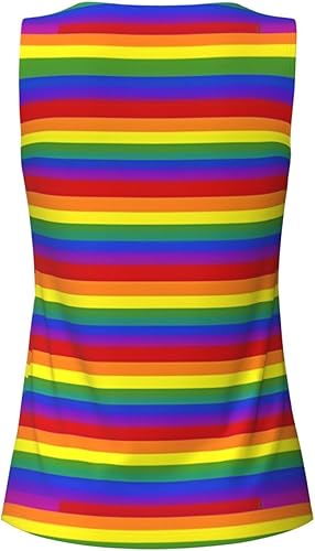 Rainbow Pattern Printing Women's Sleeveless Workout Tops Tennis Yoga Shirts Athletic Running Tank Tops(Black,Large)