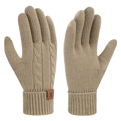 Bequemer Laden Mujeres Invierno Guantes Termicos Guantes Tactiles de Punto Regalo Mujer para Clima Frío con Puños Elásticos