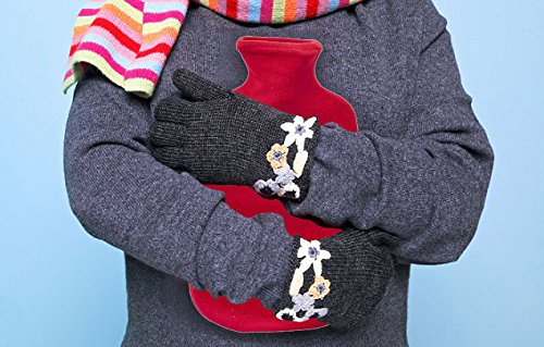 Fashy Red Velour Covered Rubber Hot Water Bottle With Fleece Cover- Made In Germany #TOP2