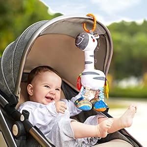Cebra Colgante Juguete para Bebé de 0,3,6,9,12 Meses,Bebé Handbells Sonajero Animal Suave Juguete Peluche,Bebé Sensorial Cochecito Juguete para Recién Nacidos Niños Niñas Regalos de Cumpleaños