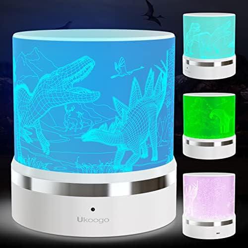 Ukoogo Dinosaur 3D Night Light,Dinosaur Light for Boys Girls,3D Kids Night Light,16 Color Changing Dinosaur Lamp with Remote Control,Birthday Valentines Christmas Gift Ideas for Girl Women Room Decor