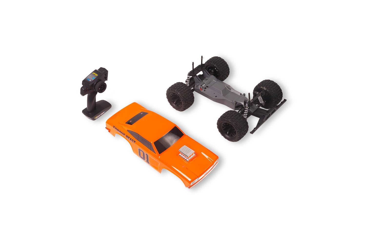 Carson Torque Beast – 1:10 RC Buggy 100% RTR, 2WD Hinterradantrieb, 2,4 GHz Fernsteuerung, Brushed Motor Typ 390, 30 km/h, Li-Ion Akku 7,4 V 1500 mAh, LED-Beleuchtung, orange