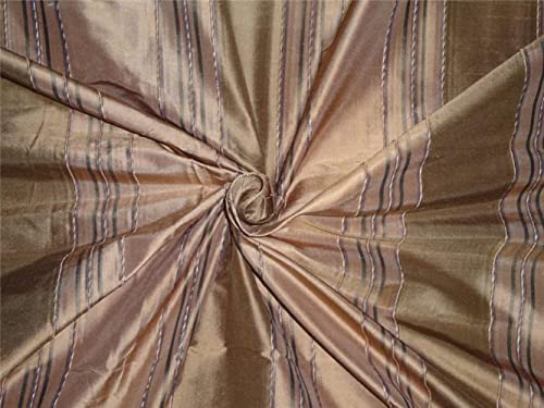 Tissu 100 % soie à rayures orange rose et noir Dupioni DUPS27