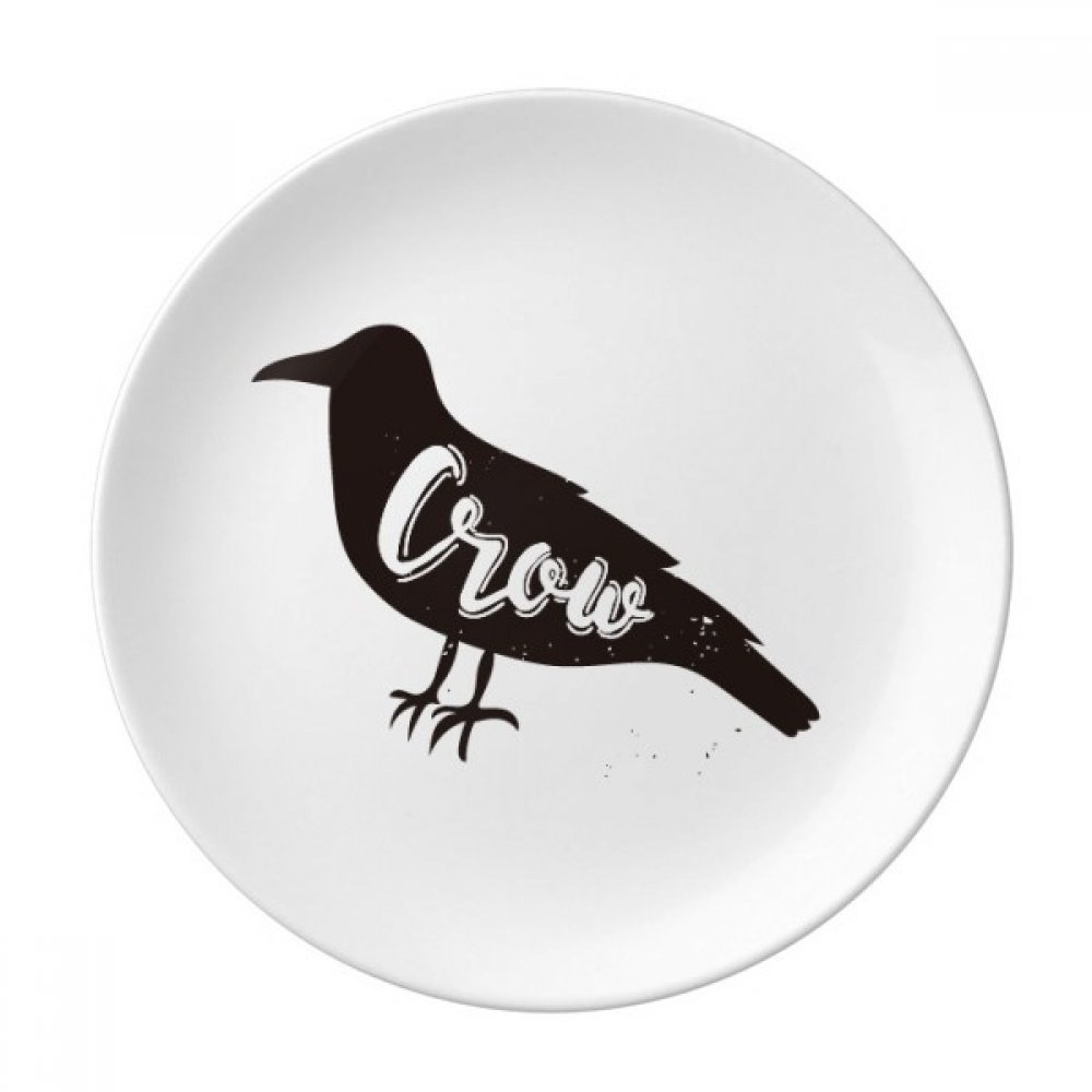 Assiette corbeau noir et blanc en porcelaine, le cadeau idéal pour décoration de maison et dîner