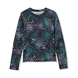 Lands' End Girls Thermal Base Layer Long Underwear Thermaskin Crew Neck Shirt Black Starburst Floral Kids X-Large