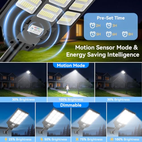 10000W Solar Street Lights, IP67 Waterproof Solar Lights Outdoor, 2 Pack - Image 4