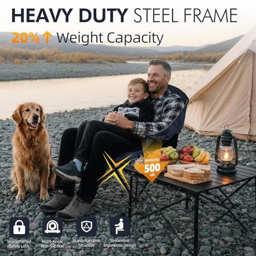 Image of Oversized Camping Chairs for Adults - Heavy Duty Padded Outdoor Camp Chair