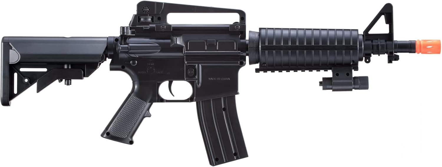 Lightweight M16 Spring Powered Airsoft Rifle with M4 Handguard and Detachable Laser Sight (Color: Black)