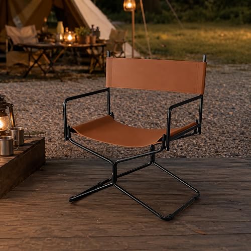 Folding Director Chair with Premium Saddle Leather