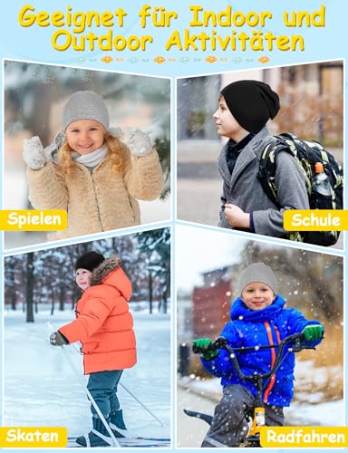 Kiiwah 2 Stück Kinder Slouch Beanie Mütze, Weiche Wintermützen für Jungen Mädchen, Warme Kindermützen Doppellagige Baby Strickmütze für Kinder Frühling, Herbst, Winter