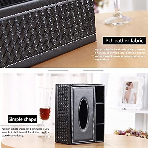 Multifunction PU Leather Pen Pencil Remote Control Tissue Box Cover Holder Desk Storage Box Container for Home and Office Use (Brown Retro)