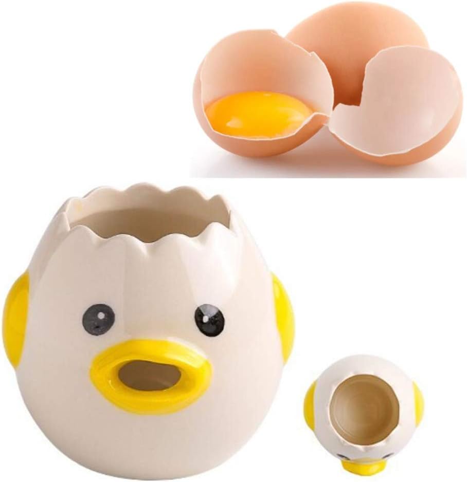 Creative Cute Ceramic Egg Separator Kitchen Gadgets Baking Tools Egg Filter for Cooking(Yellow)