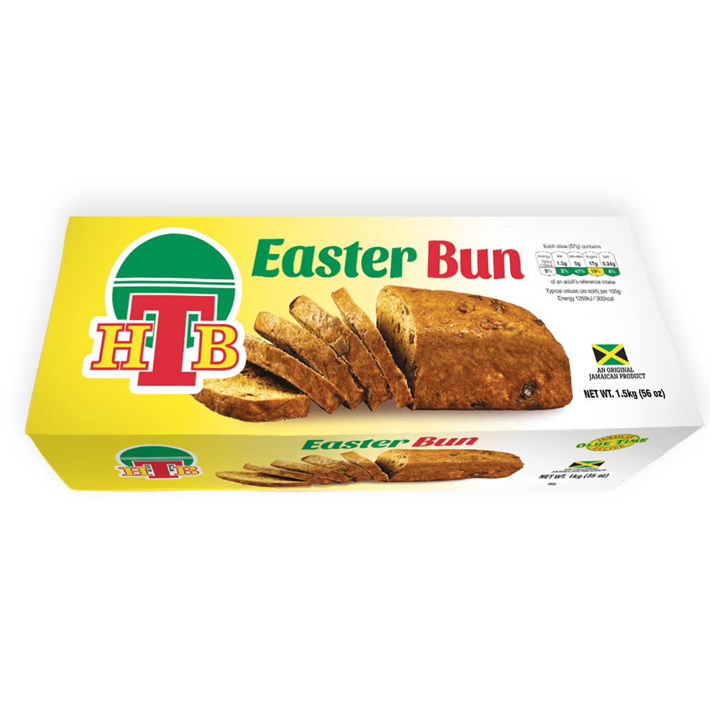 Jamaican HTB Easter Bun - 56oz Jamaican Snack, Sweet & Spicy Fruit Cake, Traditional Carribean Cuisine, Unique Spices & Flavors of Jamaica, Perfect for Easter and Enjoying Traditional Jamaican Snacks