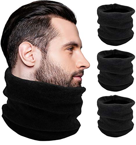 Thermal Neck Warmer, 4 Pack, Fleece Lined Gaiter Warm Winter Scarf Tube Wrap Mens Womens Bulk Pack