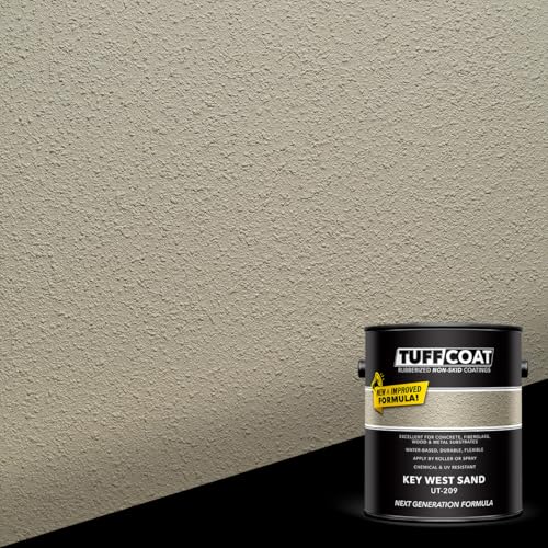 Image of Tuff Coat Medium Texture Rubberized Non-Skid Deck Coating - Textured Non-Slip Safety Surface for Pool Decks, Docks, Boat Ramps, Patios, Walkways & High-Traffic Areas (UT-209 Key West Sand 1-gallon)