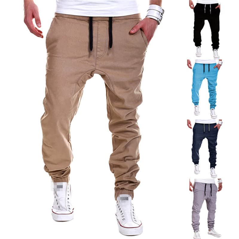 Mens Jogger Drawstring Pants Elastic Waist Casual Pants Lightweight Cargo Jogger Pants with Pockets (XX-Large,Black)2