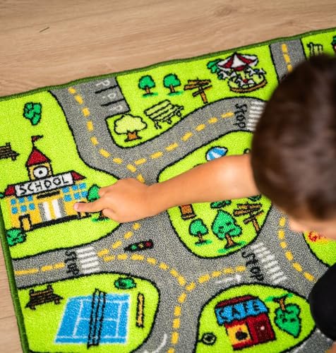 ToyVelt Carpet Playmat Kids Rug - Large 60” x 32” Educational City Road Traffic Mat for Kids Ages 3–12 - Preschool Rug & Play Room Carpet with Skid-Proof Backing - Bedroom & Playroom