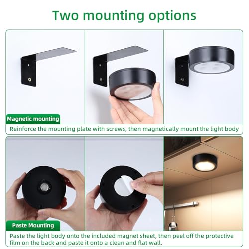 Image of 4 Pack Wireless Picture Lights for Wall, Magnetic Rechargeable Picture Light Battery Operated with Remote 3 Lighting Modes Painting Light for Art Display, Battery Wall Lights for Photo Gallery, Black