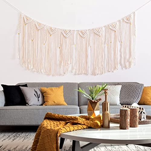 TENEWEE Macrame Banner Garland Boho Wall Hanging Decor Tapestry Large