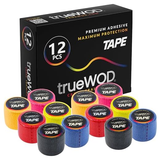 trueWOD Tape Crossfit Dedos Cinta Adhesiva Flexible Hook Grip Tape Athletic Esparadrapo Deportivo Accesorios Crossfit Mujer Hombre Halterofilia - 12 Rollos de 4.5m x 5cm Multicolor