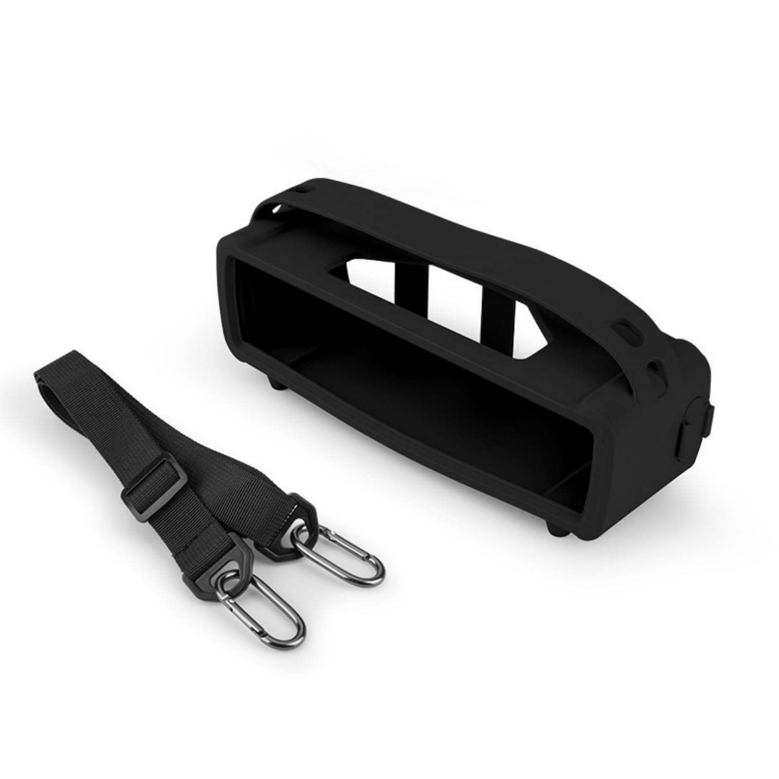 Lautsprecher-Silikonhülle für Bose SoundLink Mini & Mini II tragbare Bluetooth-Lautsprecherabdeckung Reise tragbare Schutzhülle mit Gurt (schwarz)