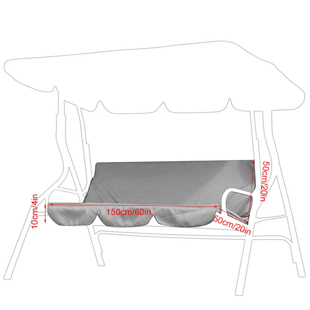 Socobeta Cojín de Columpio de 3 plazas Funda de Asiento de Columpio fácil de Limpiar para Patio para Patio(Gray)