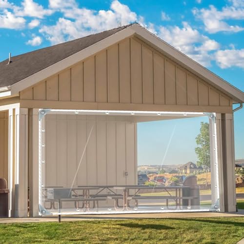 Lona transparente de PVC impermeable con ojales para exterior y cenador 7