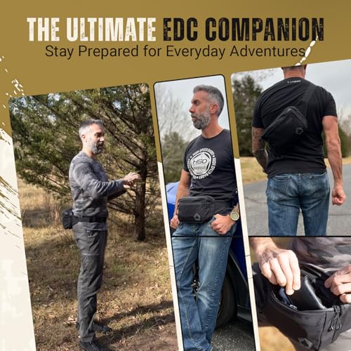 Image of HighSpeedDaddy Carry Fanny Pack - 500D Water-Resistant Nylon, Quick Access CCW Pocket, YKK AquaGuard Zippers, EDC Bag with Adjustable Waist (upto 49 inch), Everyday Carry for Men & Women - Black Multicam