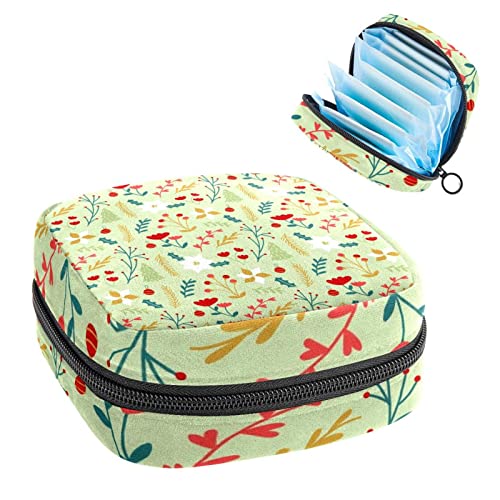Borsetta da donna per assorbenti e coppette mestruali, borsa portatile per le mestruazioni, borsa per riporre tamponi natalizi con cerniera, Multicolore, 4.7x6.6x6.6 in/12x17x17 cm, Beauty case