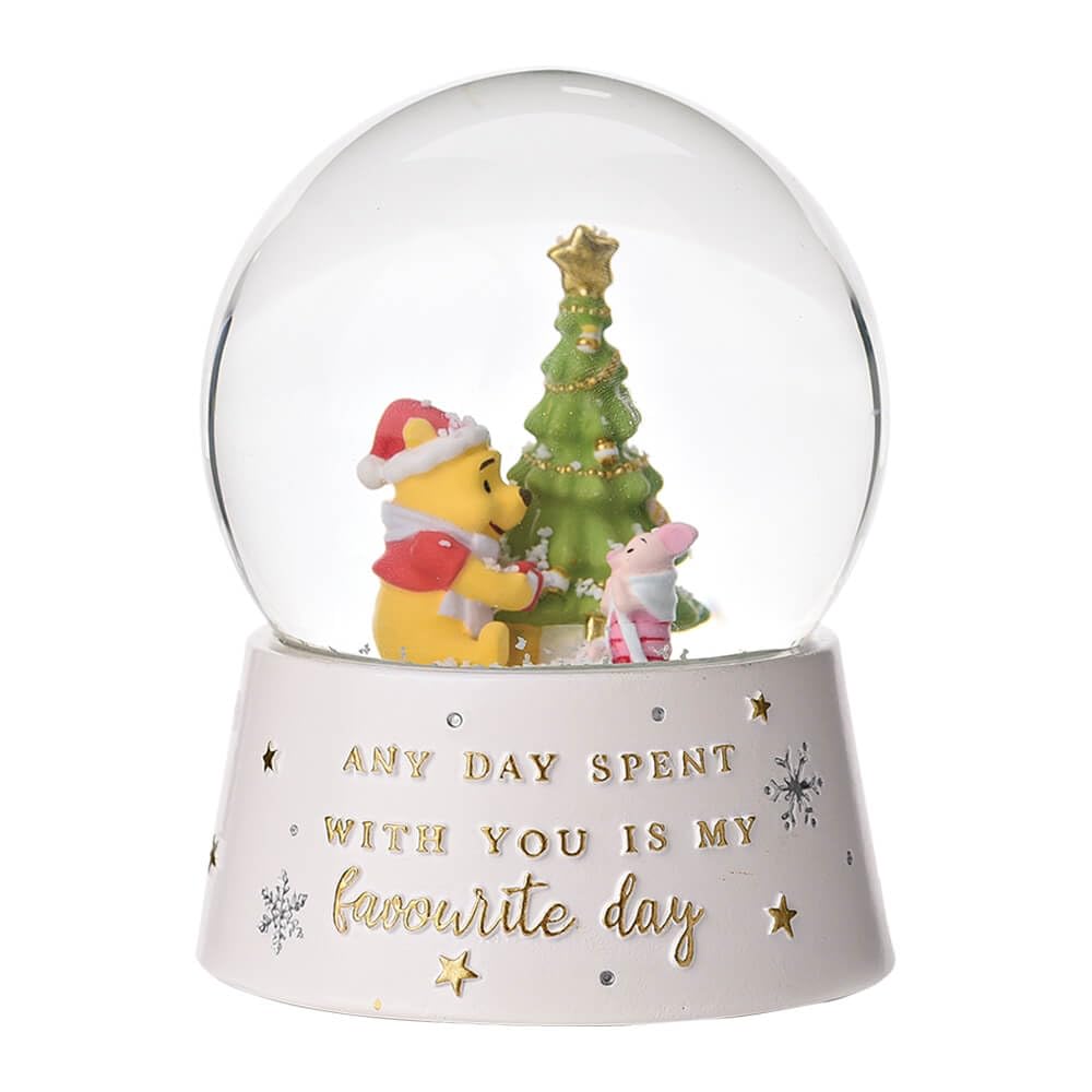 Caths Direct Clear Disney Winnie The Pooh & Piglet Christmas Snow Globe 10Cm