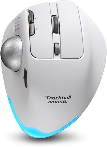 zelotes Ratón de trackball inalámbrico, mouse Bluetooth, recargable, 4800 DPI, 2 en 1 (BT 5.03.0+2.4 GHz receptor USB), 8 botones, diseño