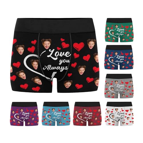 DIYKST Personalized Boxers For Men With Picture Custom Face Boxer Briefs Underwear with Photo Gifts for Husband Boyfriend