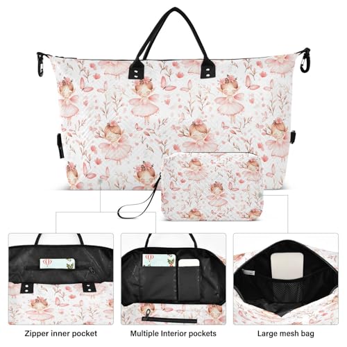 Travel Gym Bag, Fairy Butterfly Weekender Overnight Duffle for Women with Toiletry Bag Travel Swim2
