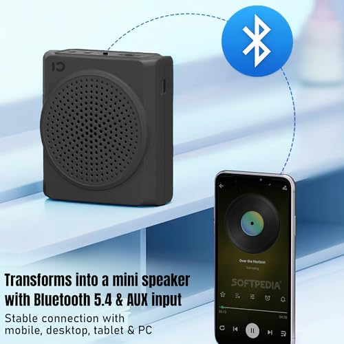 Image of SHIDU S617 Mini Wireless Voice Amplifier with Wireless Headset,16W Speaker, Mute Function, Bluetooth 5.0, AUX Input & Type C Charging Port for Teachers Tour Guides Coaches Classroom Meeting|Black