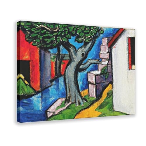Arbre mystique par Oscar Bluemner tableau imprimé sur toile WCYB format grand salon 61x91,4 cm