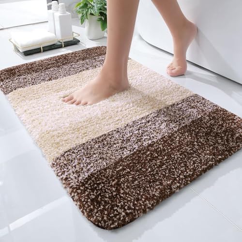 Image of OLANLY Bathroom Rugs Mat 30x18, Extra Soft Absorbent Microfiber Bath Rugs, Rubber Backing, Quick Dry, Machine Washable Bath Mats for Bathroom Floor, Tub and Shower, Home Decor Accessories, Brown