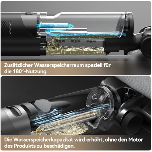 JONR 17000 Pa ED 12 Pro Max Nass Trockensauger (ED 12 Upgrade-Version),LCD-Display,180°-Flachdesign,40 Min Laufzeit,70 °C Selbstreinigung,5 Min FlashDry sowie Reinigung unter tief stehenden Böden (L)