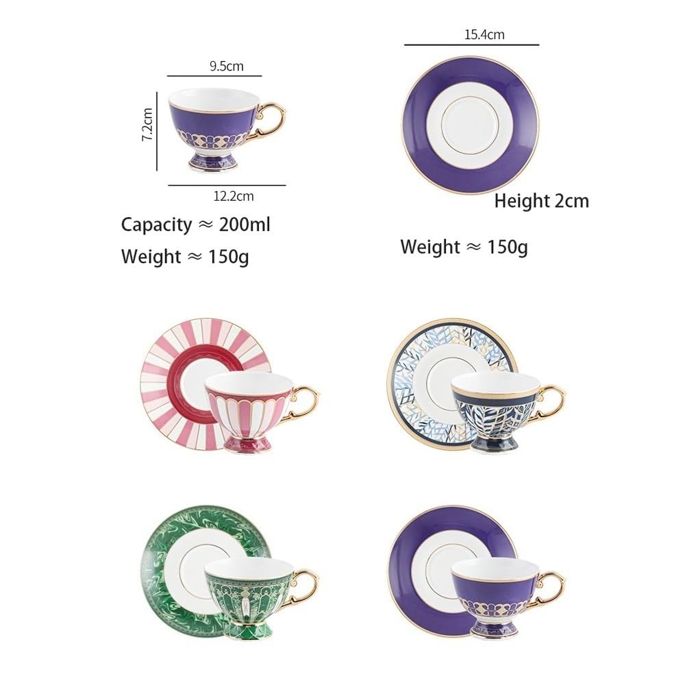 Filiżanki do Espresso ze Spodkami Zestaw 2 Sztuk, Filiżanka ze Spodkiem, Zestaw ceramicznych filiżanek do herbaty