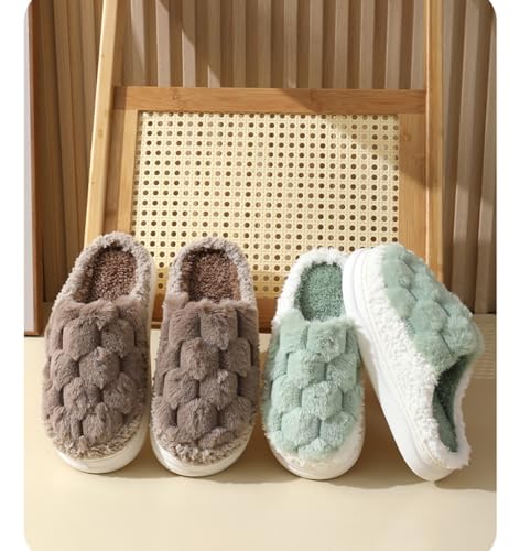 HANDKEI Women's Slippers Non slip Plush Plush Slippers Couple Indoor Home Slippers4