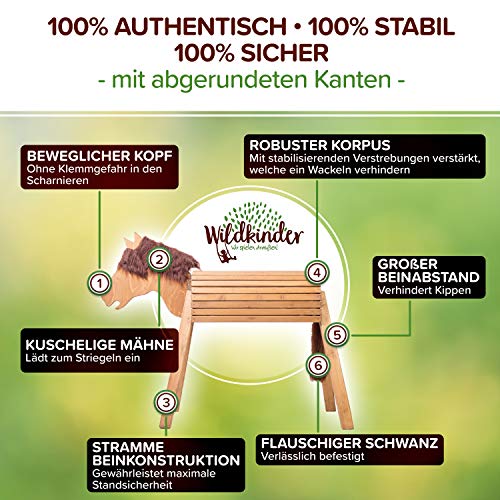 Wildkinder Holzpferd für Draußen - Spielpferd und Pferd zum Reiten für Kinder - Kreativität, Fantasie, Motorik… – Bild 4