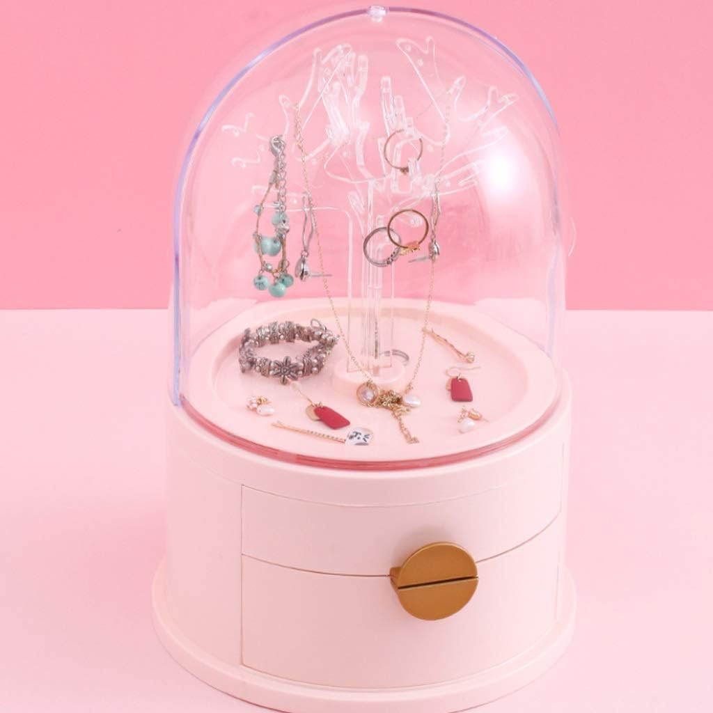 Earrings Jewelry Box Storage Box Hand Jewelry Large Capacity Rotating Hairpin Earring Necklace Display Shelf (Color : A)