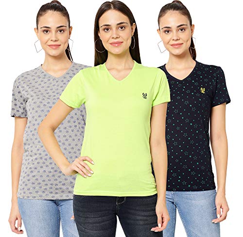 Image of Mack Jonney V-Neck Regular Fit Half Sleeve Women T-Shirt (Pack of 3)