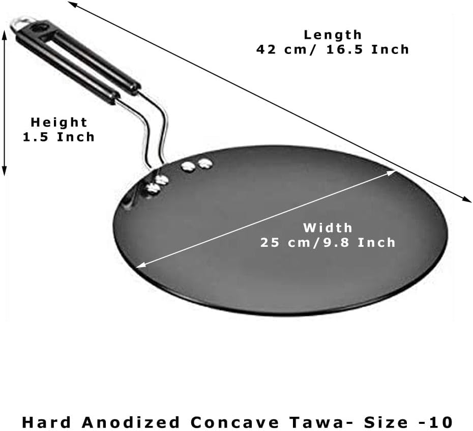 Sahishnu Online & Marketing Roti Tawa - Hard Anodized Aluminium, Concave, Naan Roti Chapati Tawa, Size-10, Thickness-4mm
