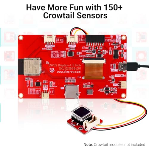 Image of ELECROW ESP32 Display 480x272, 4.3 Inch HMI Basic Touch Screen SPI TFT LCD Touchscreen with Acrylic Case, 32-Bit LX7 Dual-Core Processor, Up to 240MHz, Compatible with Arduino, PlatformIO, MicroPython