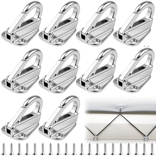 Lot de 10 crochets de bâche en acier inoxydable - Fixation de bâche - Crochets à ressort pour filets de remorque, filet de sécurité de chargement -...