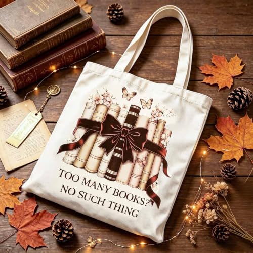 yuboo Cute Canvas Tote Bag, Book Lovers Gifts - Christmas Gift for Women - image 3