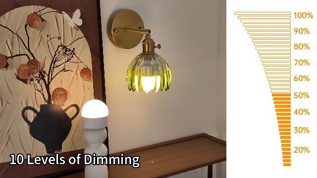 Image of Shenmoyl Vintage 5000 mAh Battery Operated Wall Sconce with Green Clear Tulip Gradient Glass Lampshade Rechargeable Battery Powered Wall Light with Remote Control for Bedroom, Set of 2