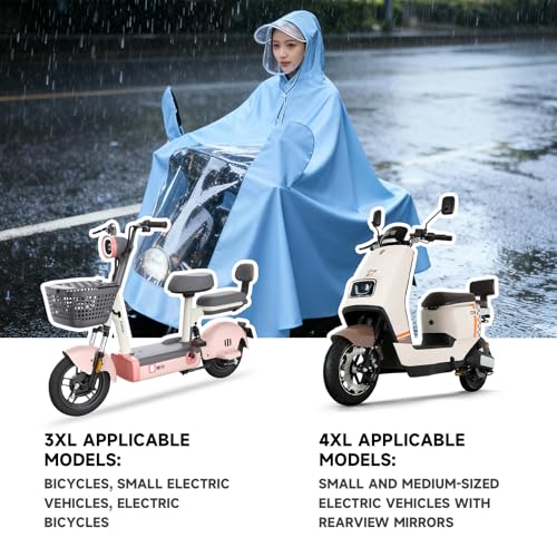 Culnflun Regenmantel, Elektrischer Zyklus Regenponcho Fahrrad, PVC Ganzkörper Langer Regen Poncho, Wiederverwendbar Wasserdicht Wind Regenjacke, Regencape Fahrrad (3XL Ohne Spiegelabdeckung Rosa)
